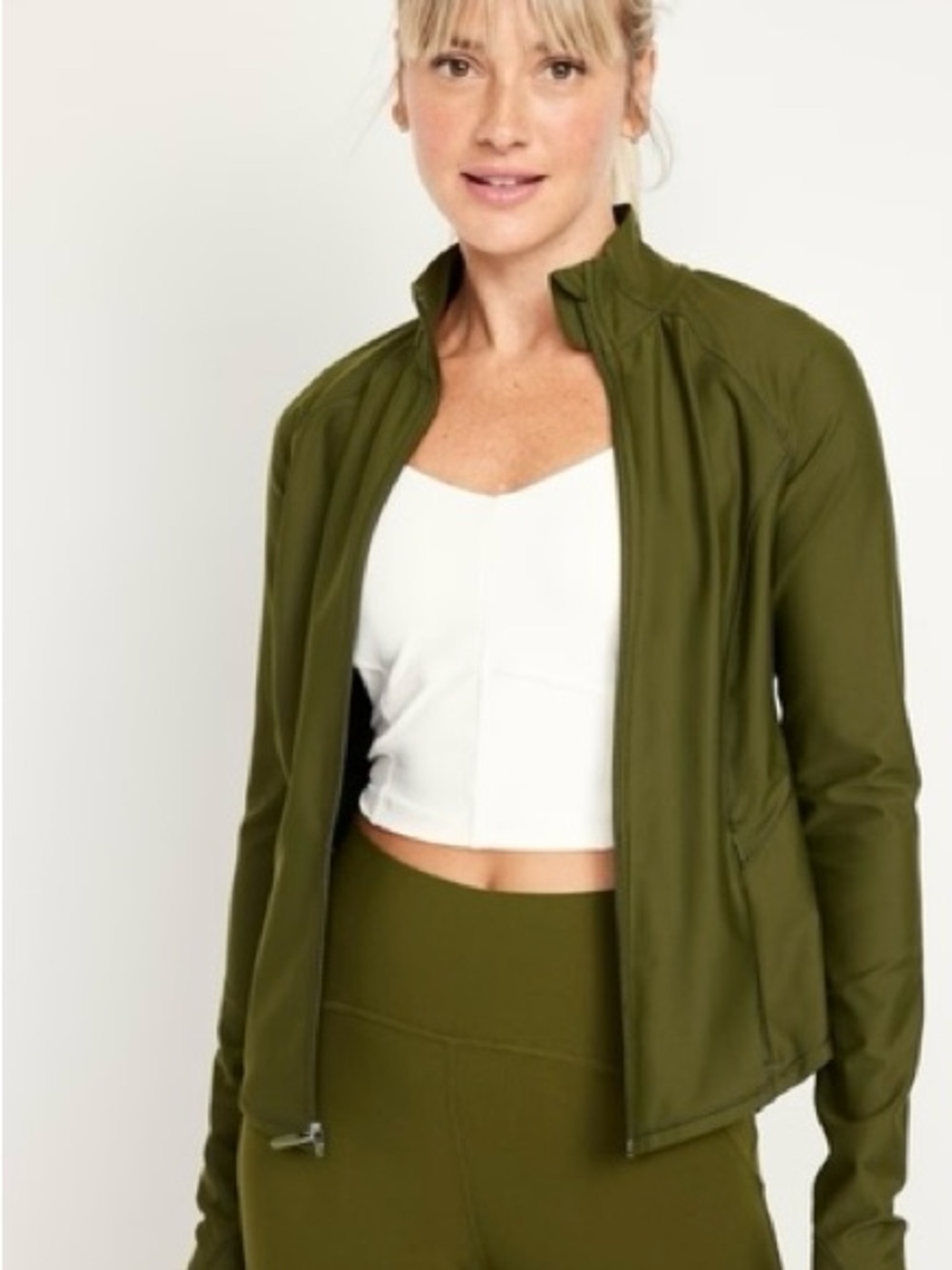 Old Navy Olive Utility Zip-Front Active Jacket